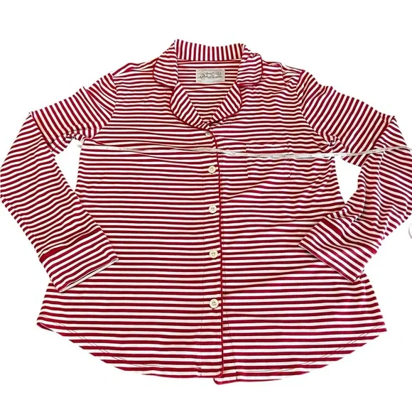 The Cat’s Pajamas Classic Red and White Striped Women's Pajama Set Size Large - Picture 4 of 12